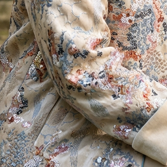 Lichtbeige Velours Jas Coastal Oriental