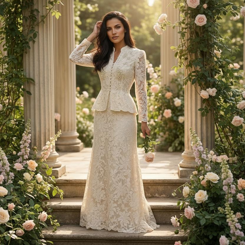 Lace Set Elegante Kant Blouse & Maxi Rok Bridal Inspired