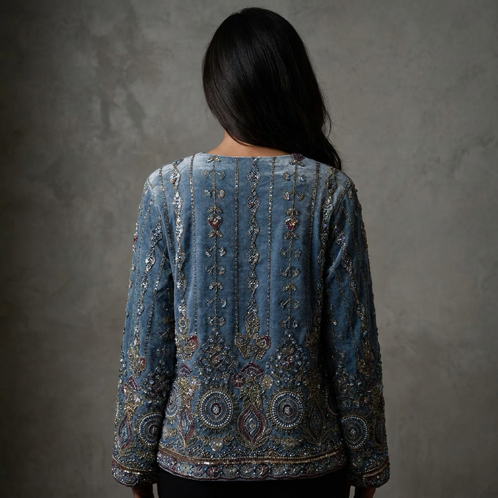 Denimjacket — Bohemian Denim Jacket met Luxe Kralenborduursels