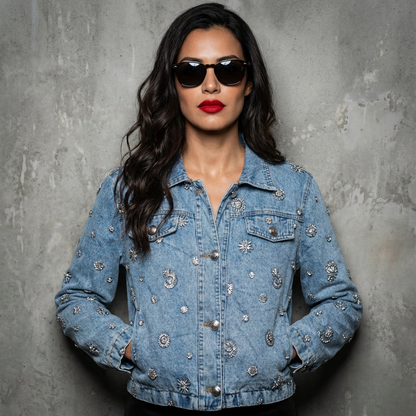 Denimjacket – Sunshine Bleach Spijkerjas met Kralen en Pailletten
