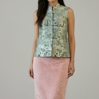 Shou Jacquard Gilet Hanfu