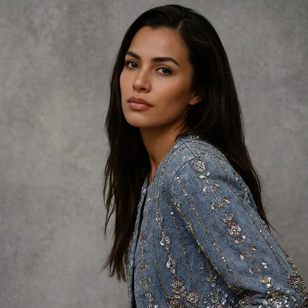Denimjacket — Bohemian Denim Jacket met Luxe Kralenborduursels