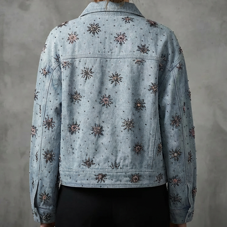 Denimjacket — Spijkerjas met Subtiele Kralendetails en Drukknopen