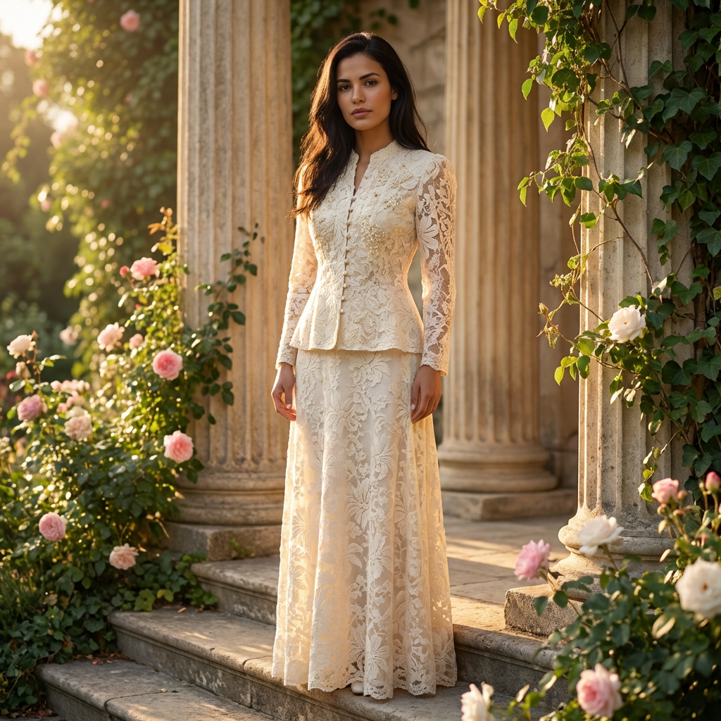 Lace Set Elegante Kant Blouse & Maxi Rok Bridal Inspired