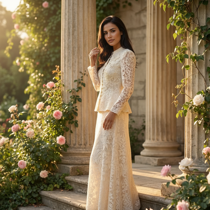 Lace Set Elegante Kant Blouse & Maxi Rok Bridal Inspired