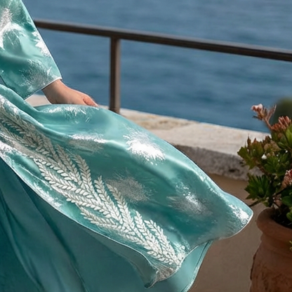 Côte Kaftan Luchtige Strandjurk met 3D Applicatie en Glansdetails