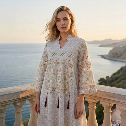 Côte Boho Maxi Jurk Geborduurd & Luchtig