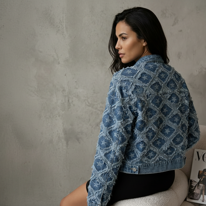 Denimjacket — Spijkerjack met Sterrenpatchwork en Ruffle Details