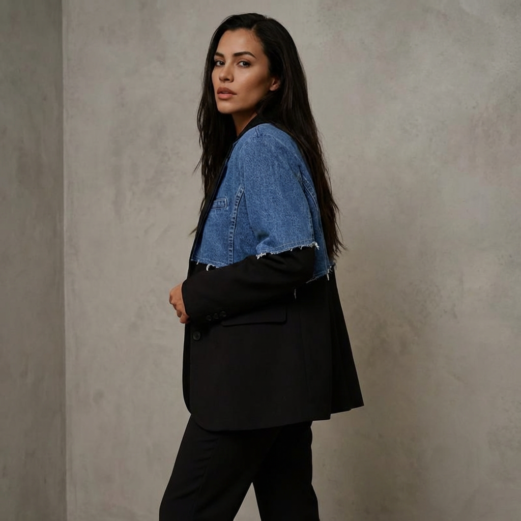 Denimjacket — Blazer met Patchwork Design van Denim