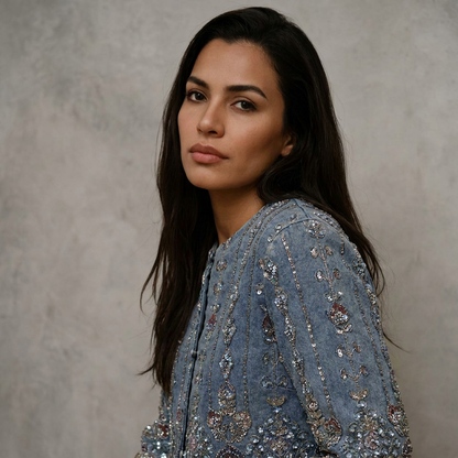 Denimjacket — Bohemian Denim Jacket met Luxe Kralenborduursels