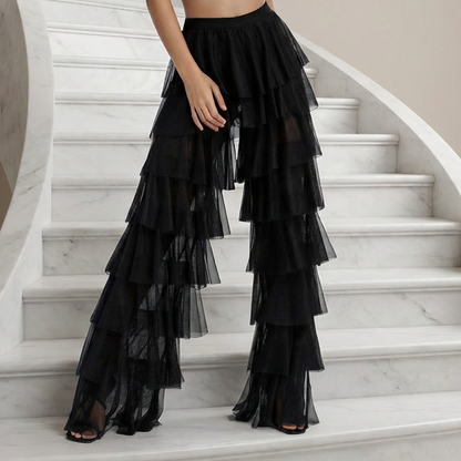 Gelaagde Tule Broek met High Waist Elegance