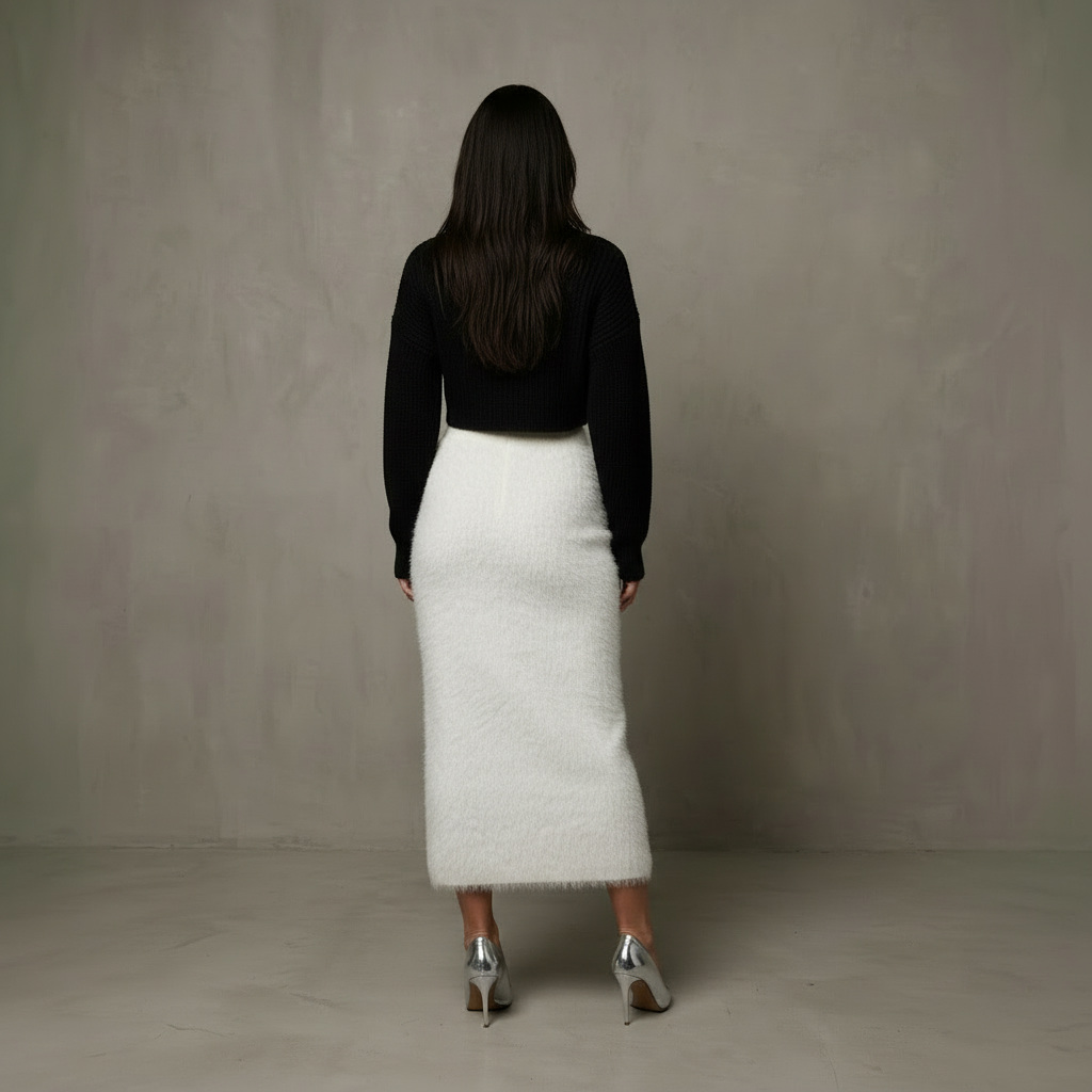 Fur-Look Gebreide Midaxi Rok | Soft Elegance Edition