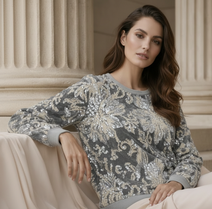 Champagne Bloom Velours Sweater 3D