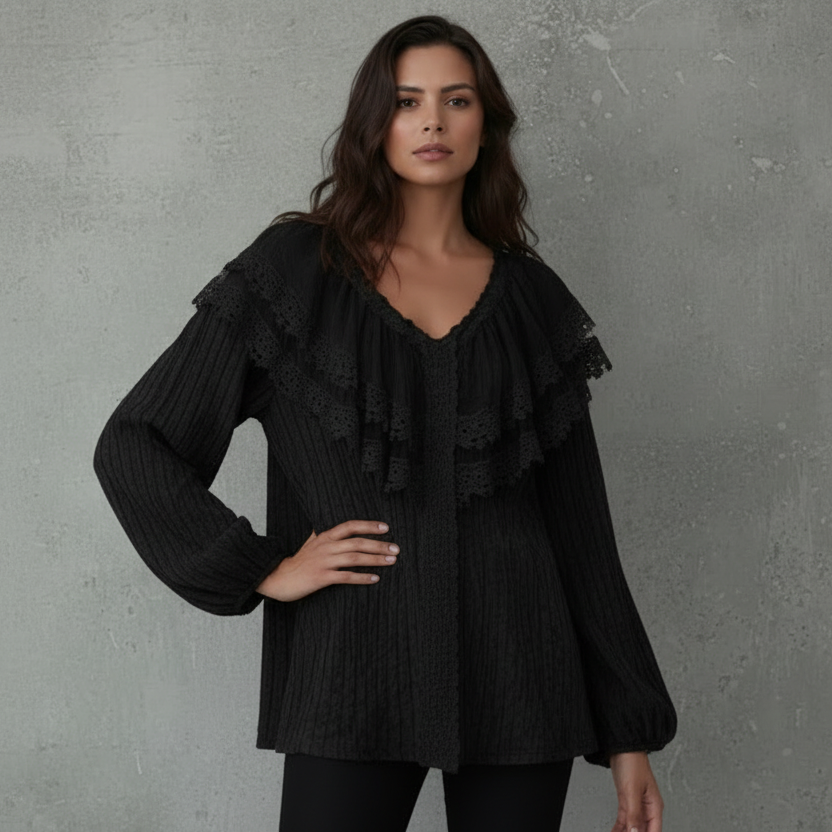 Lace Blouse met Ruffle Details van Kant