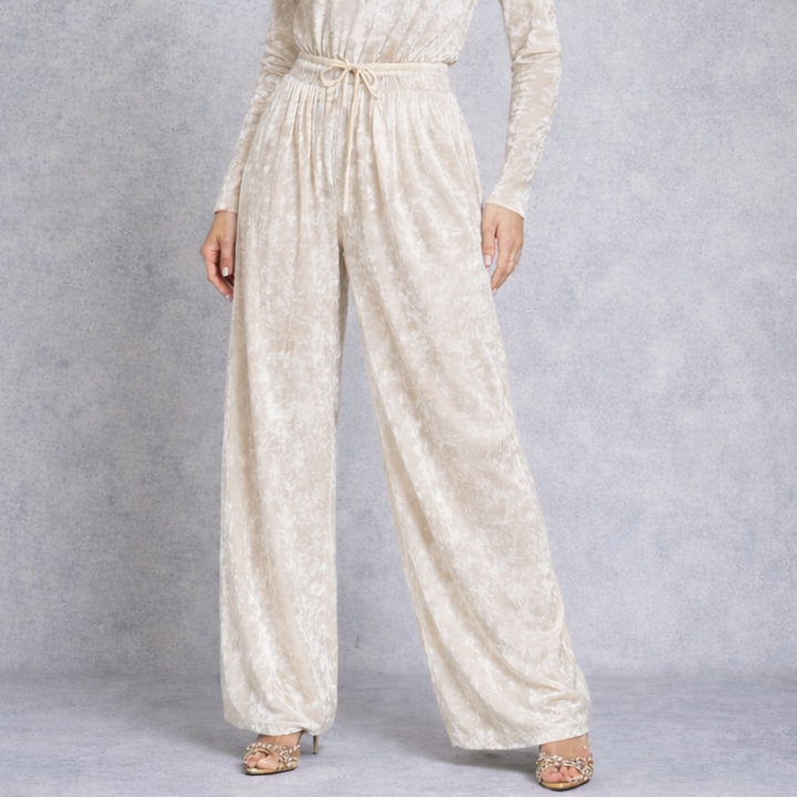 Velvet Wide Leg Broek Dames High Waist Velours Pantalon