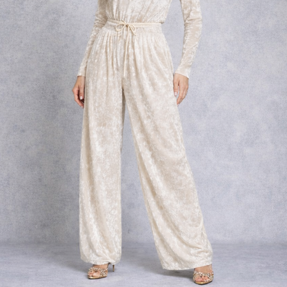 Velvet Wide Leg Broek Dames High Waist Velours Pantalon