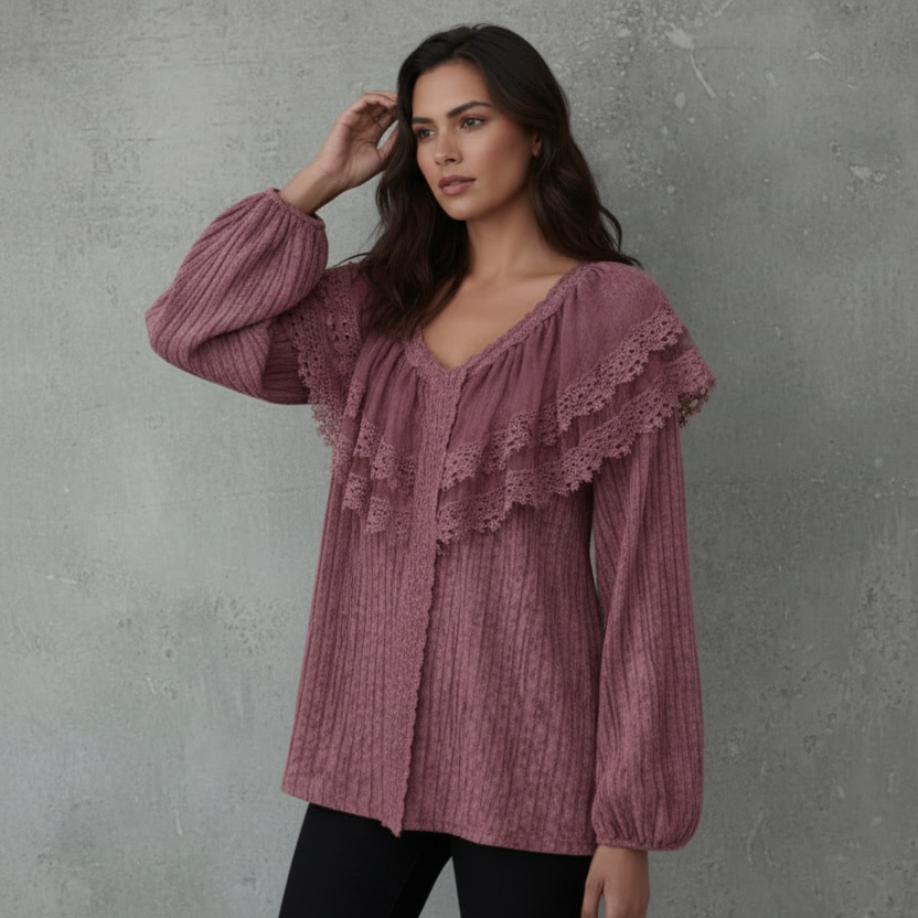 Lace Blouse met Ruffle Details van Kant