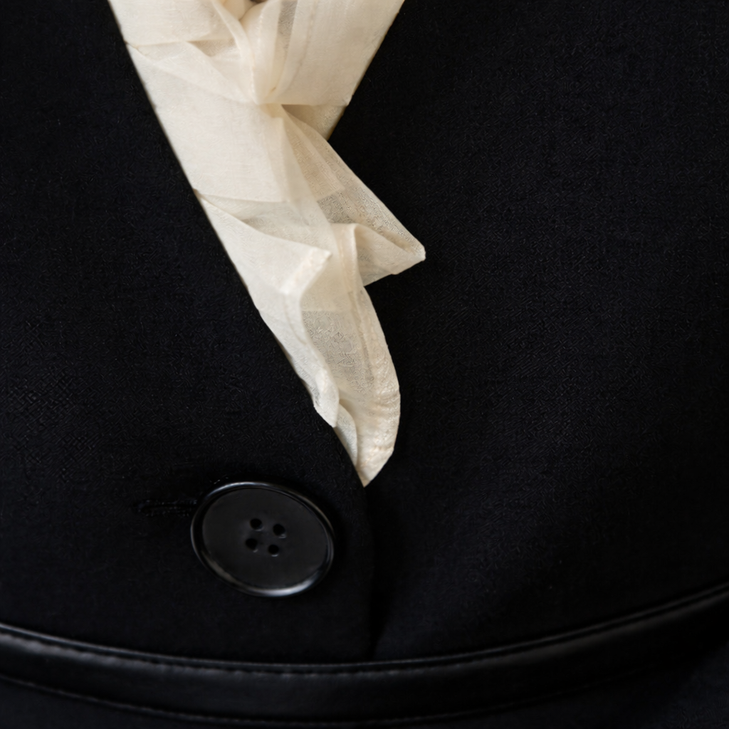 Blazer met Dubbele Ruches en Witte Details