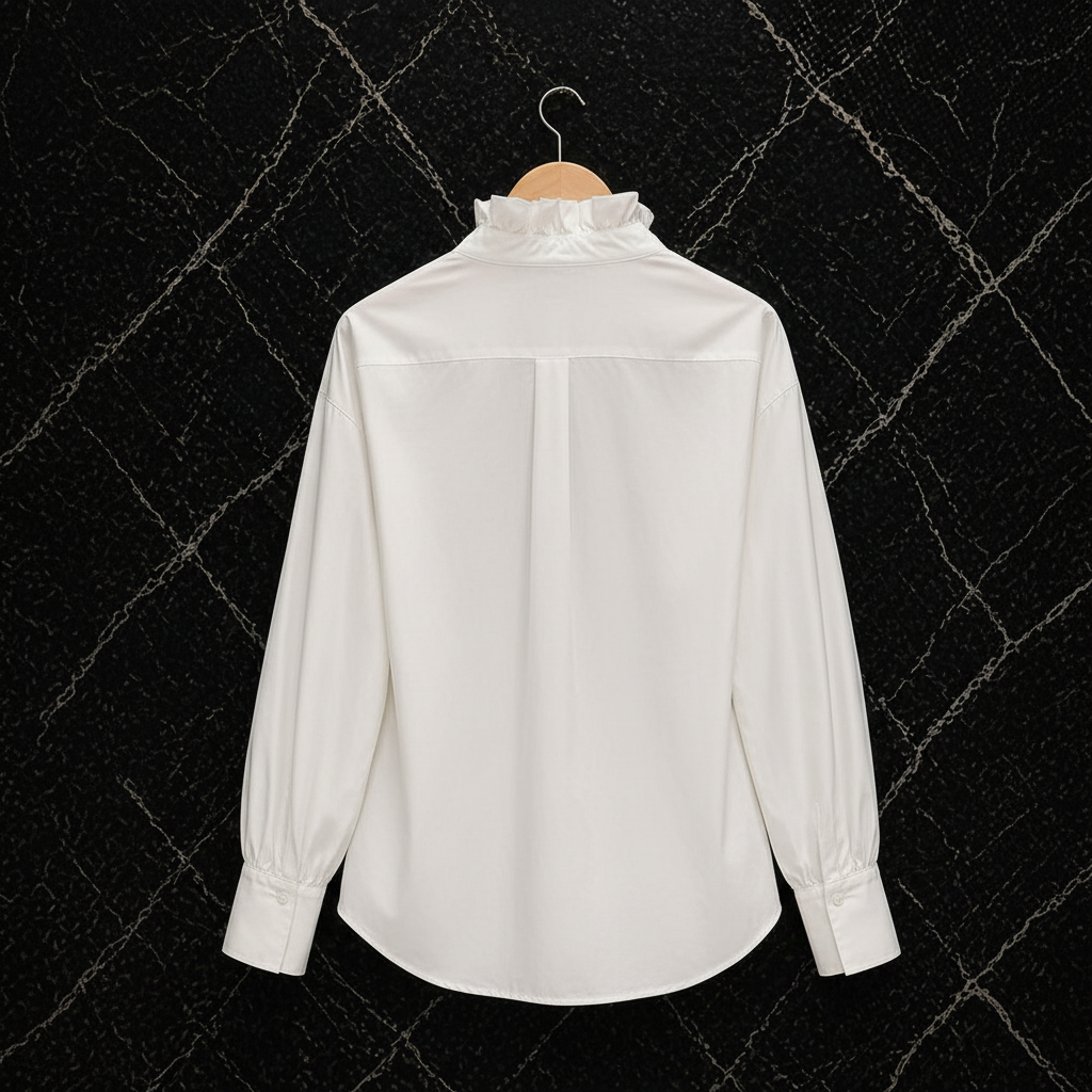 Élégance Royal Blouse met Parel Kraag, Ruffles & Statement Detail Knopen