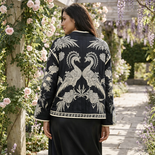 Zwart jasje met Witte Garden of Fruits Print