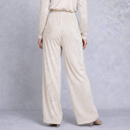 Velvet Wide Leg Broek Dames High Waist Velours Pantalon