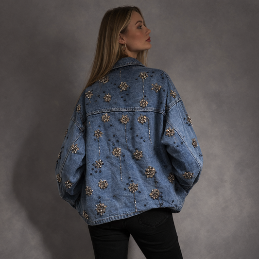 Denimjacket – Oversized Spijkerjas met Zwart-Bruine Aardetinten Details