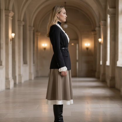Blazer met Dubbele Ruches en Witte Details