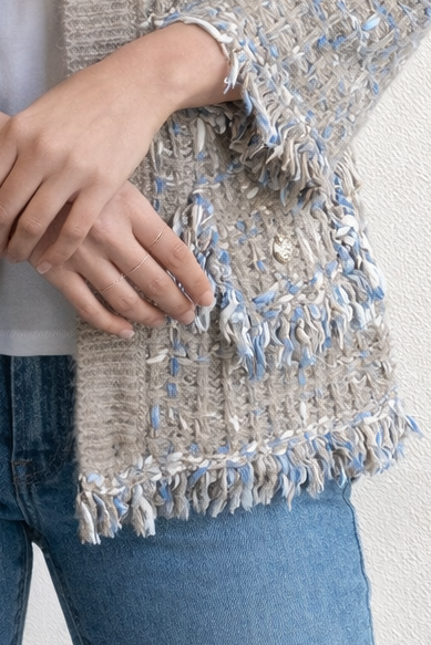Gebreid Vest in Tweedstijl Dames Cardigan