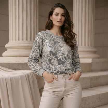 Champagne Bloom Velours Sweater 3D