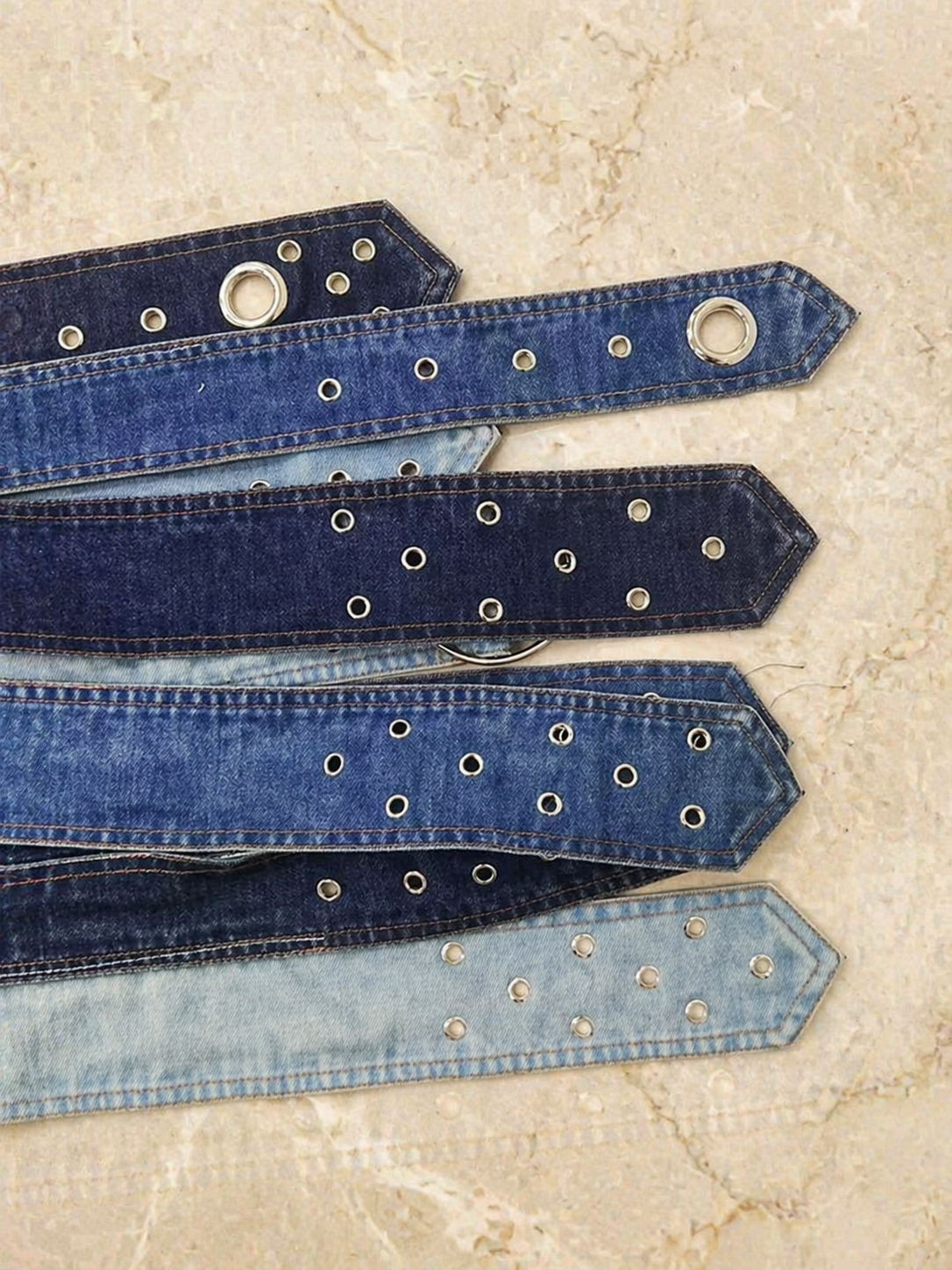 Denim Patchwork Riem met Studs