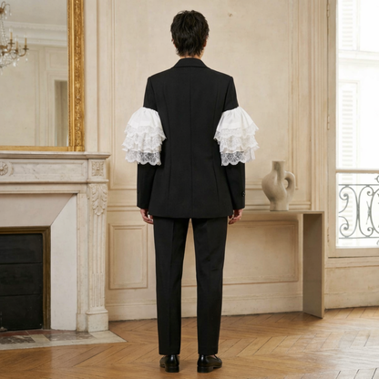Blazer met Gelaagde Mouwen en Kant