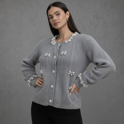 Gebreid Vest met Parel Details