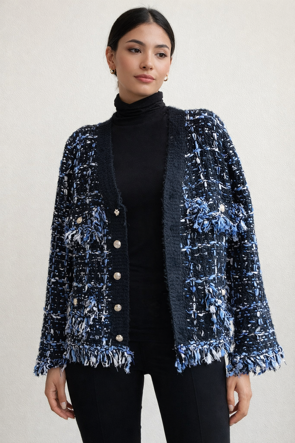 Gebreid Vest in Tweedstijl Dames Cardigan