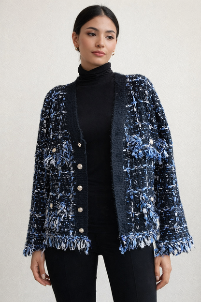 Gebreid Vest in Tweedstijl Dames Cardigan