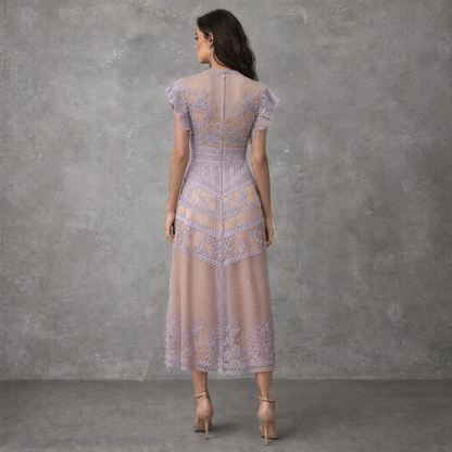 Kant Midi Jurk met Nude Voering Château Romance
