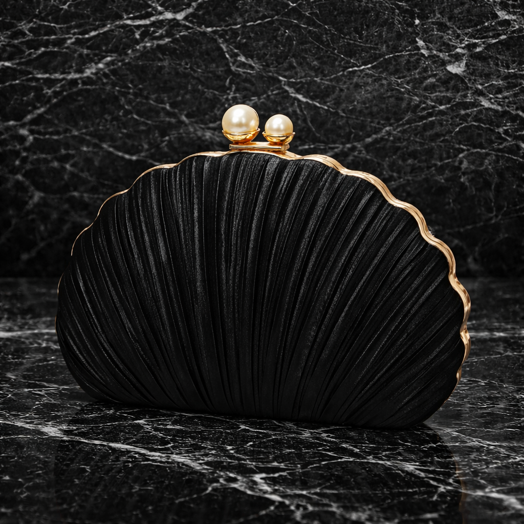 Elegante Clutch met Plooi Design Avondtas met Kralen Sluiting en Schouderketting