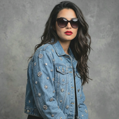 Denimjacket – Sunshine Bleach Spijkerjas met Kralen en Pailletten