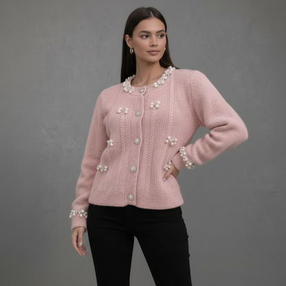 Gebreid Vest met Parel Details