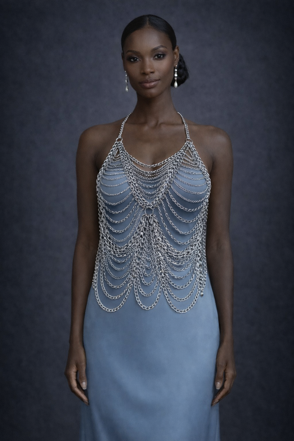 Lichaamssieraad Gelaagde Ketting Top met Drape Design (Goud of Zilver)