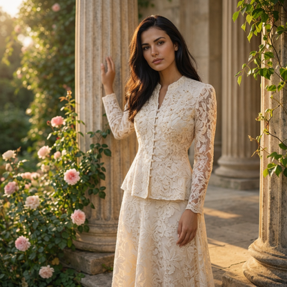 Lace Set Elegante Kant Blouse & Maxi Rok Bridal Inspired