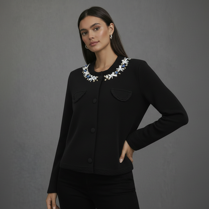 Vest Bijou Zwart met Kralen- en Strikdetails