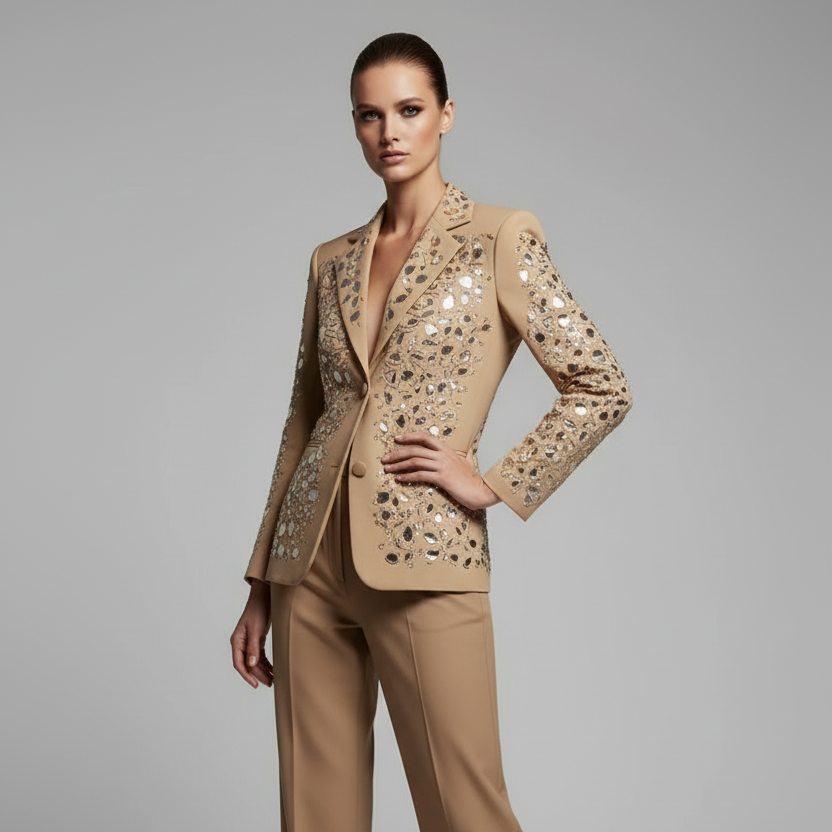 Broken Ice | Mirror Embellished Blazer