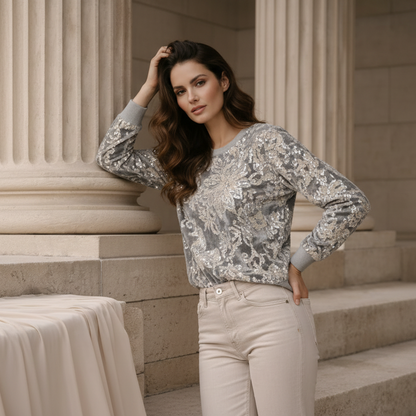 Champagne Bloom Velours Sweater 3D