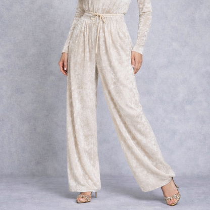 Velvet Wide Leg Broek Dames High Waist Velours Pantalon