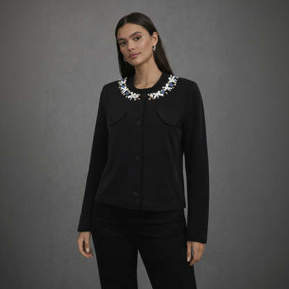 Vest Bijou Zwart met Kralen- en Strikdetails