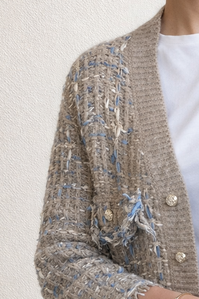Gebreid Vest in Tweedstijl Dames Cardigan