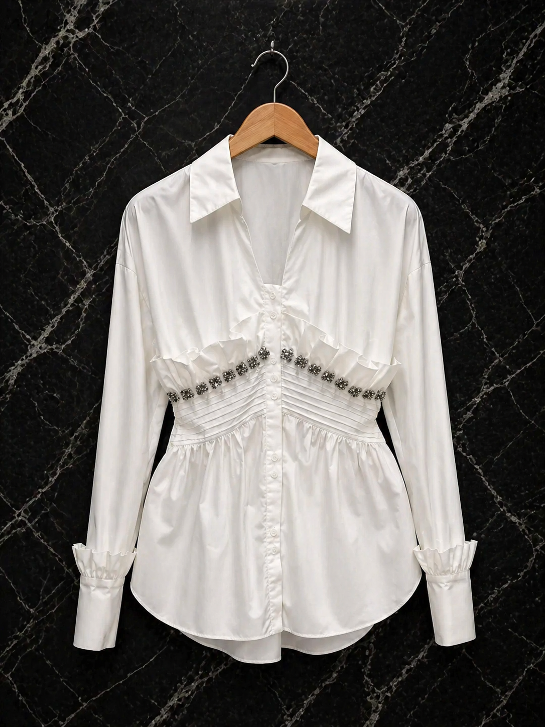 Élégance Romantic Waist Blouse met Ruches