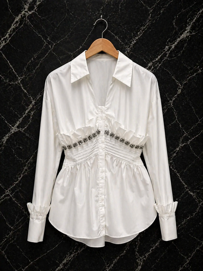 Élégance Romantic Waist Blouse met Ruches