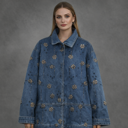 Denimjacket – Oversized Spijkerjas met Zwart-Bruine Aardetinten Details