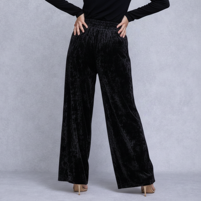 Velvet Wide Leg Broek Dames High Waist Velours Pantalon
